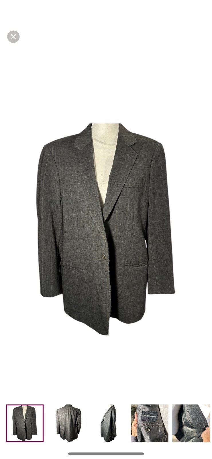Giorgio Armani Italian Gray Pinstripe Blazer