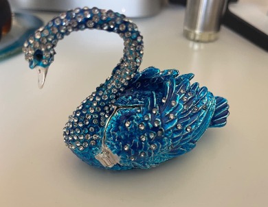 New Blue Swan Animal Jewelry Trinket Box Hinged Collectible Figurines.