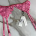 NWT Fleur du Mal Pink Lemonade Lily Embroidery Garter Belt 2 Small