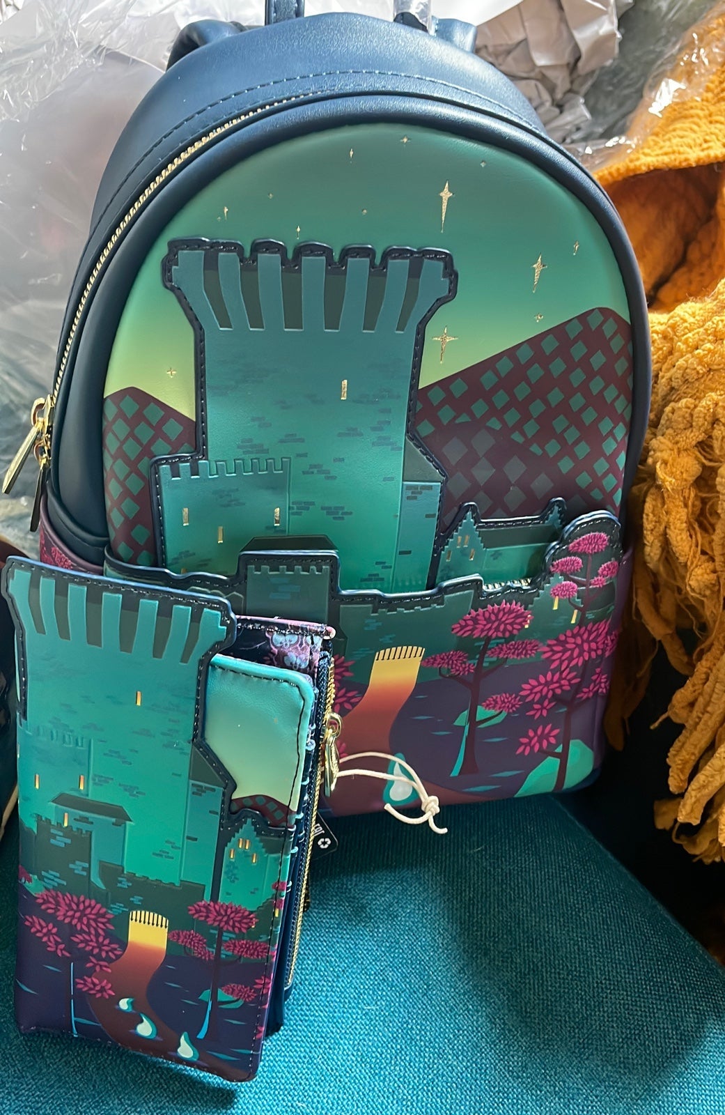 Loungefly Disney Pixar brave princess Castle Backpack and wallet set