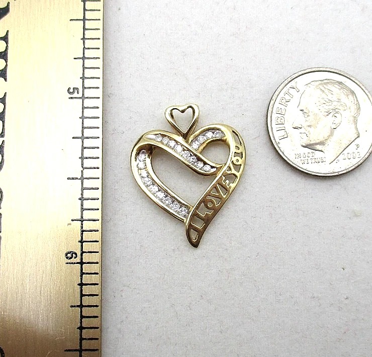 10K Yellow Gold 21 Diamond Heart I Love You Pendant [P64]
