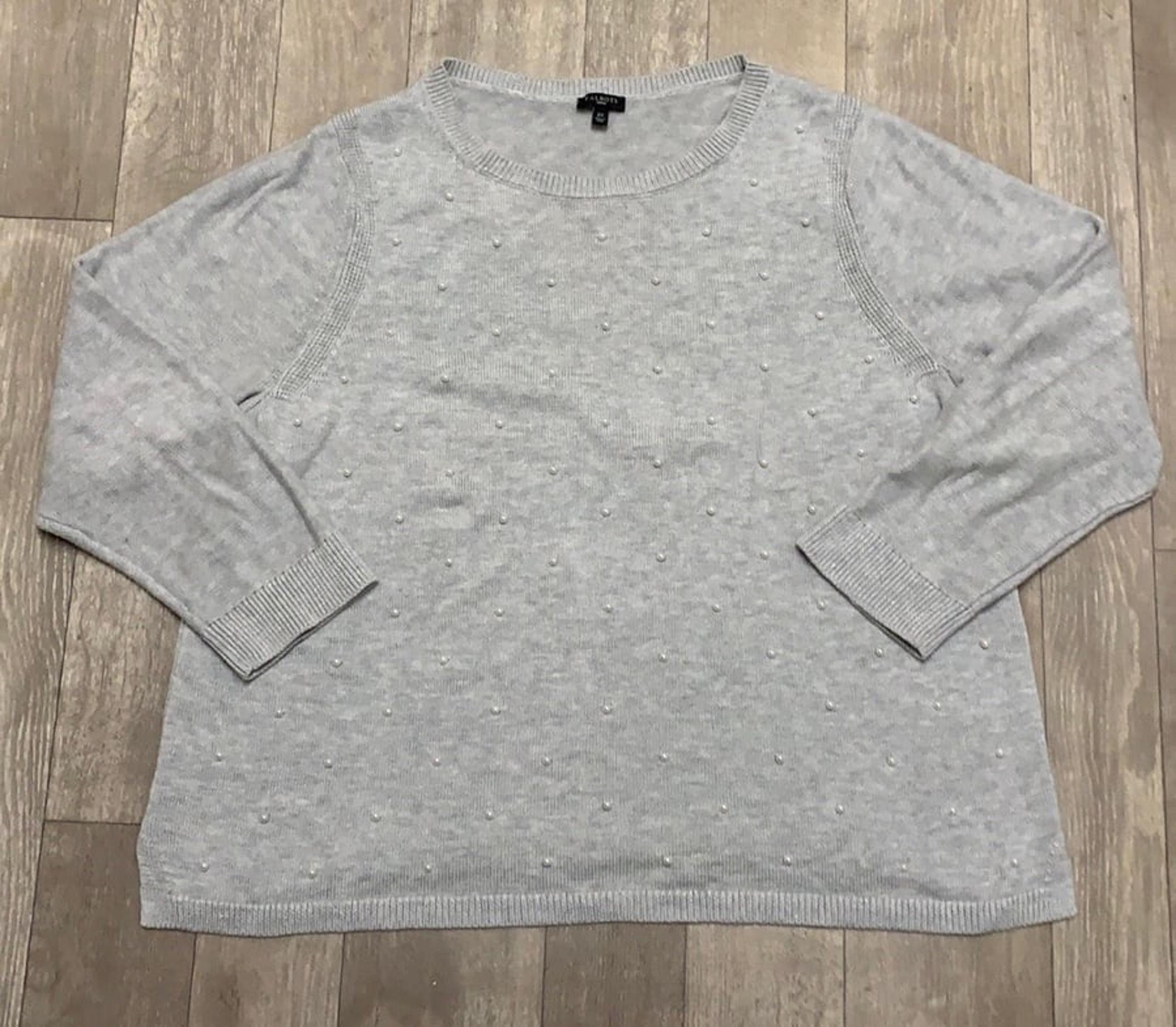 Womens Pearl Embellished Crewneck Sweater - Talbots