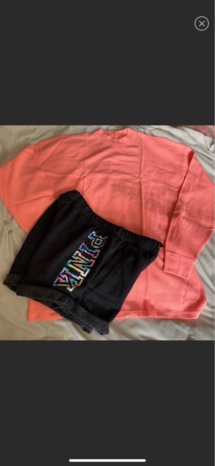 Vs pink boyfriend shorts waffle tee xs