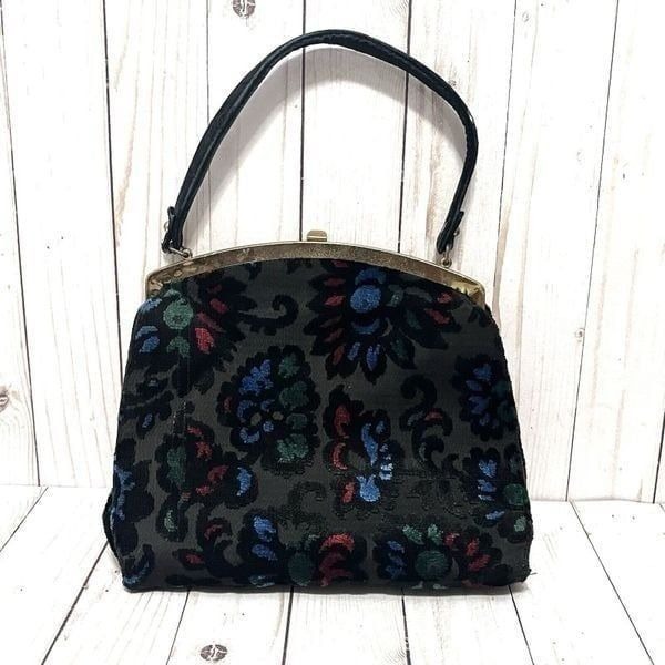 Vintage 1960’s Kadin Velvet Brocade Handbag Gold Tone Hardware