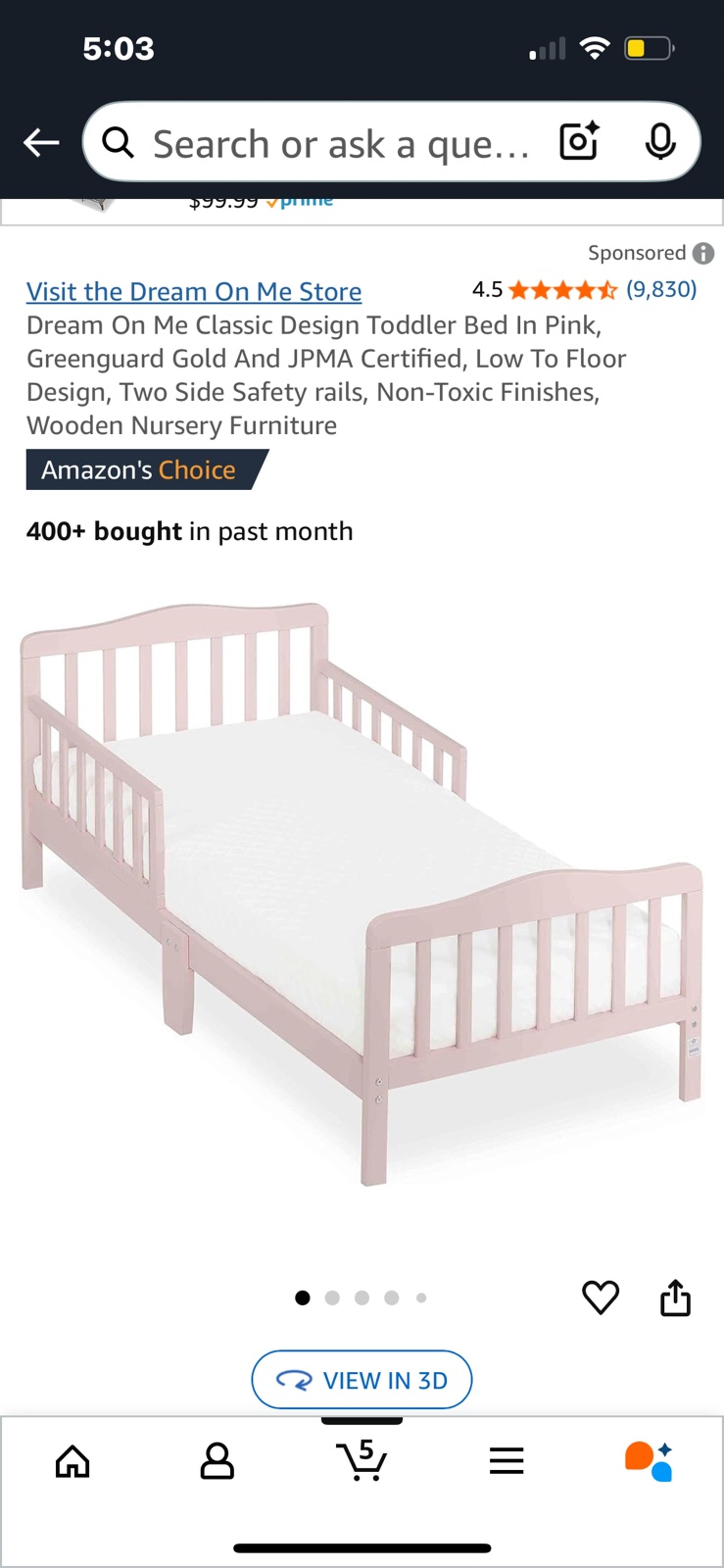 Pink Toddler Bed