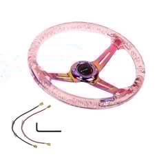NEW NISMO Universal 6-Hole 350mm Deep Dish Pink Crystal Bubble Steering Wheel