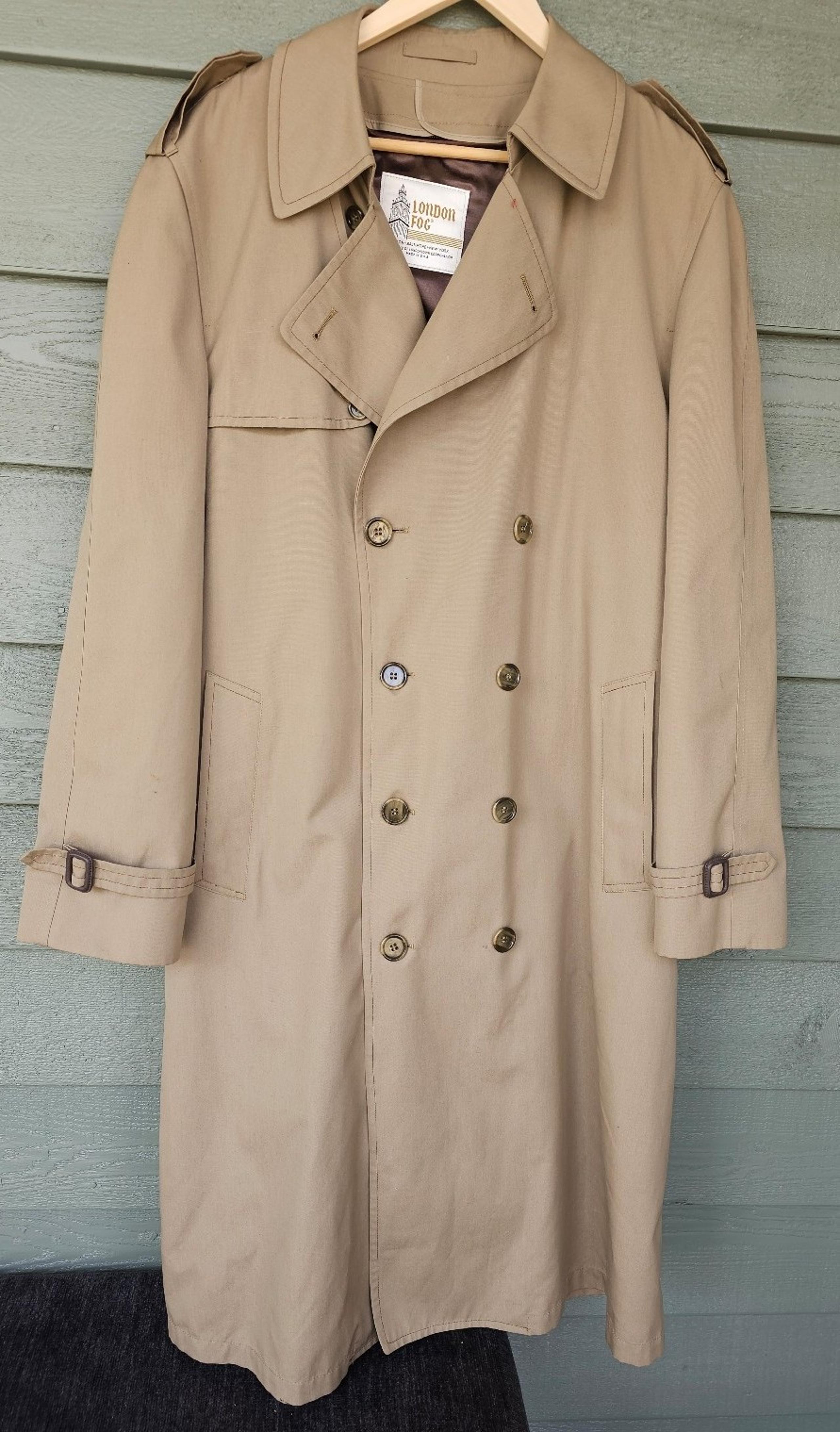 Vintage USA London Fog All-Weather Lined Double Breasted Trench Coat Men's 44L