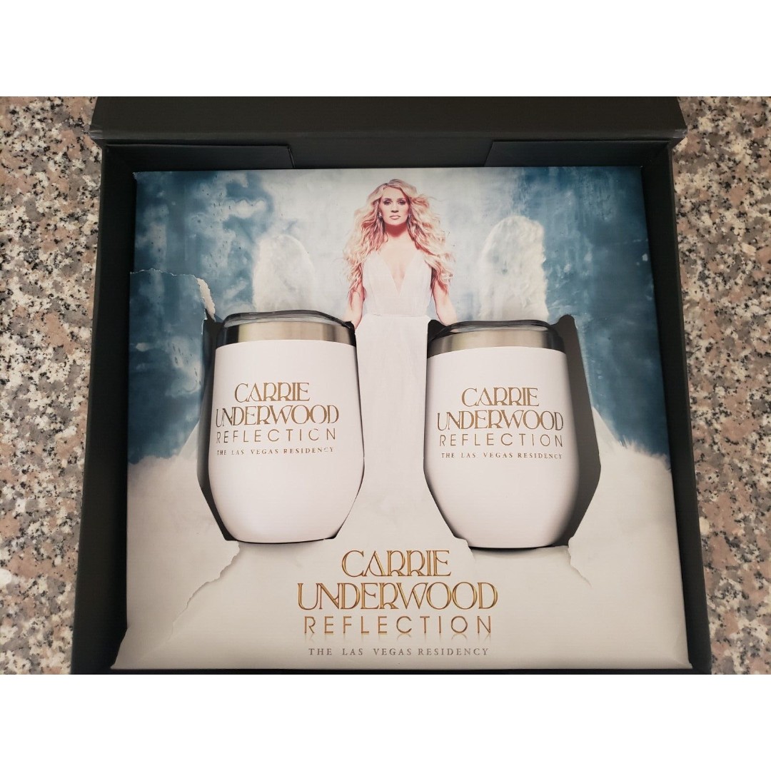Collectible Carrie Underwood 2 White Wine Tumblers Las Vegas Residency Gift Box
