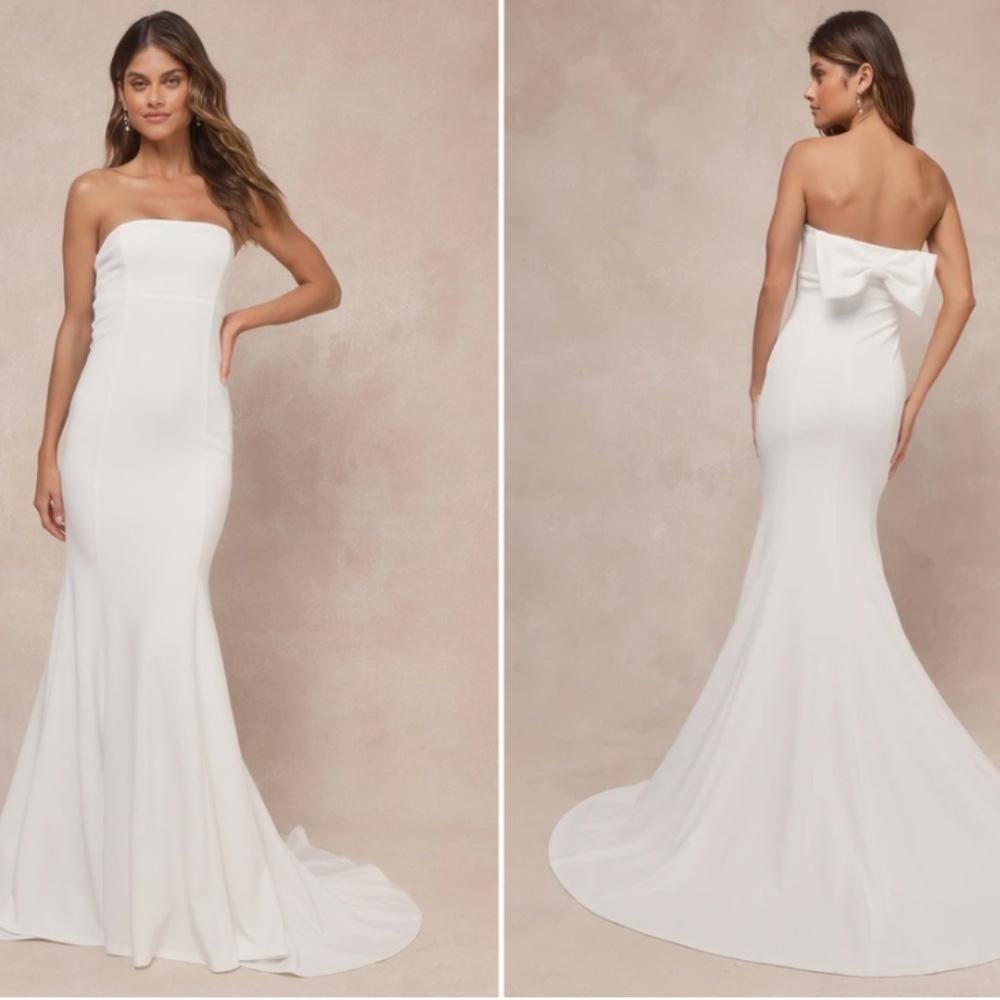 LULU's Bridal Wedding Chic Modern Sexy Minimalist Mermaid Trumpet Gown