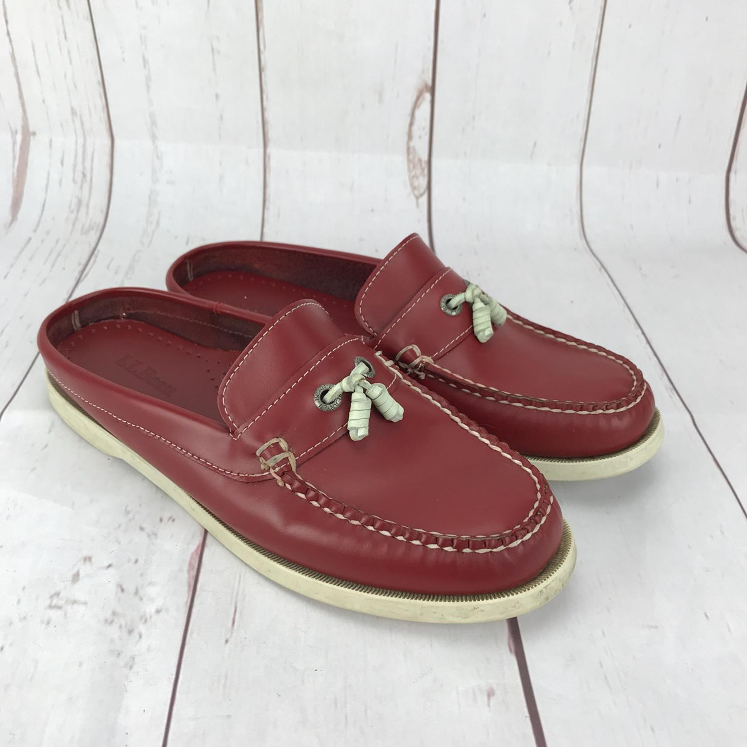 LL Bean Red Mules Size 8