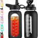 32 oz Glass Water Bottle with Straw and Handle Large Sports Black