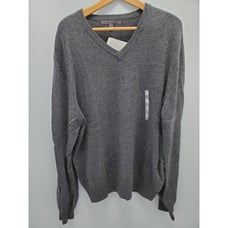 Old Navy Sweater Mens XL 100% Cashmere V Neck Long Sleeve Gray New