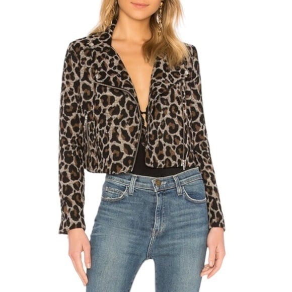 Revolve Lovers + Friends Boreno Cropped Moto Jacket Size Medium