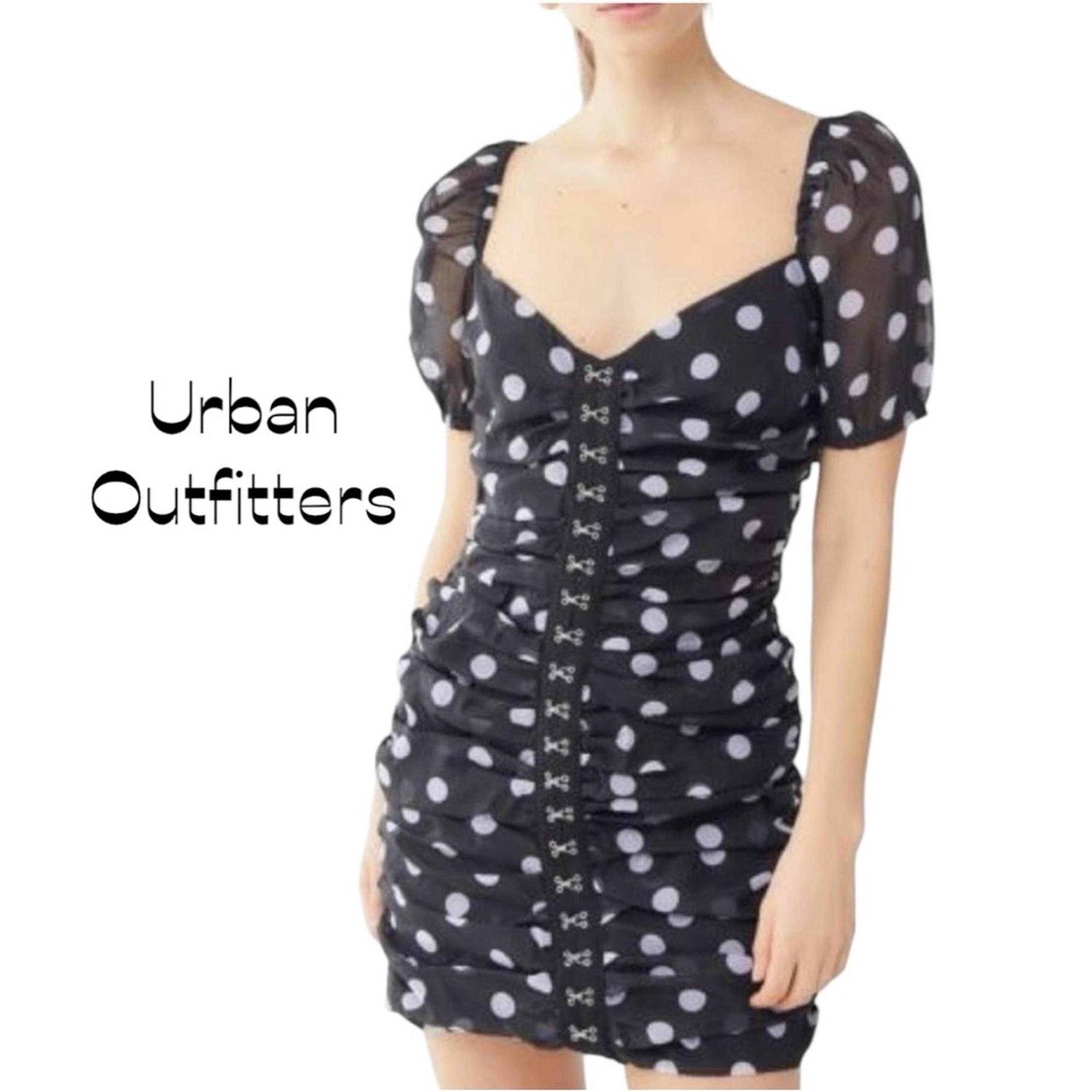 Urban Outfitters Sheer Black W White Polka Dots BodyCon Mini Dress NWOT Size SP