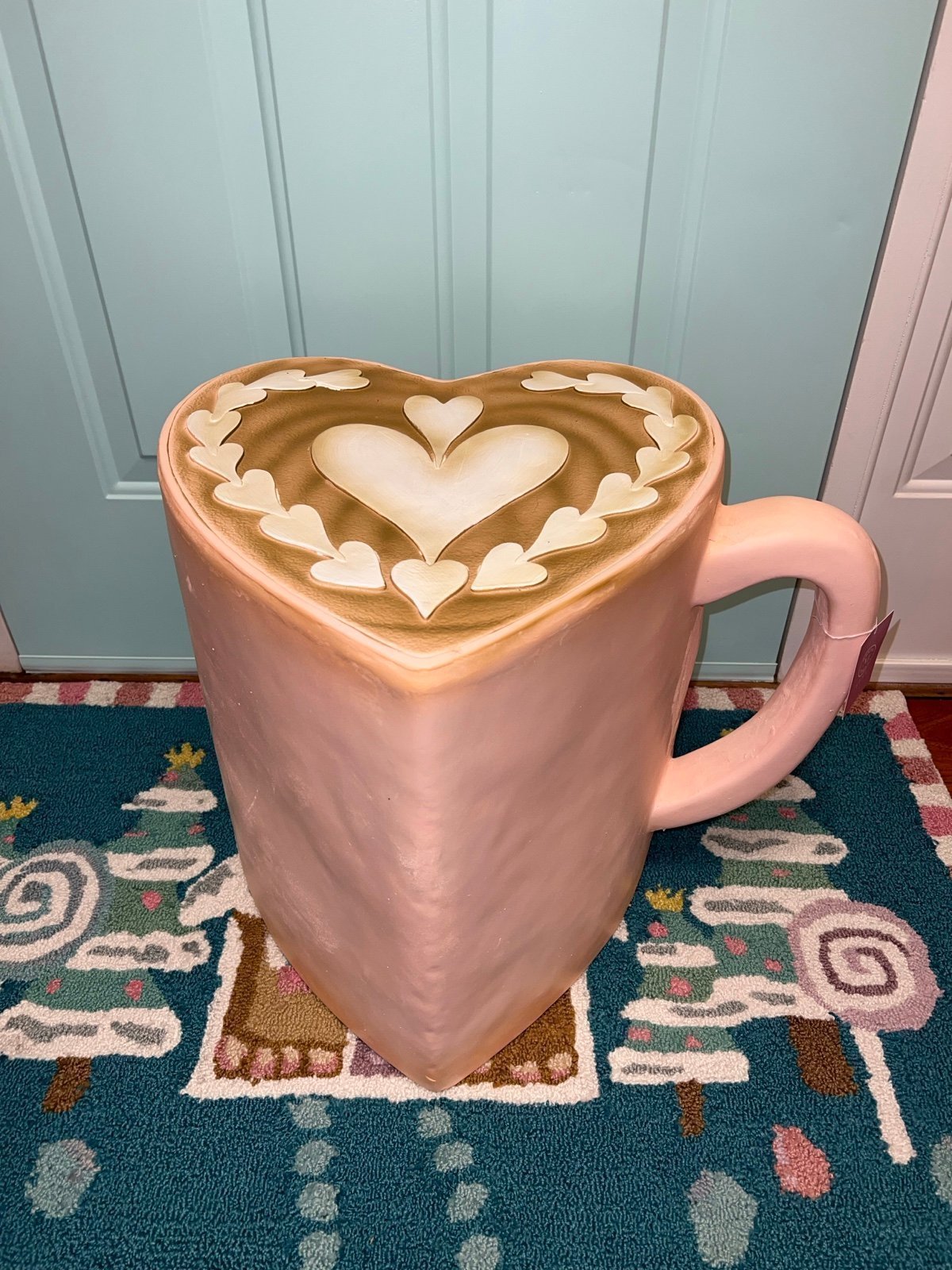 NEW Martha Stewart Pink Heart Cappuccino Coffee Latte Viral Food Stool