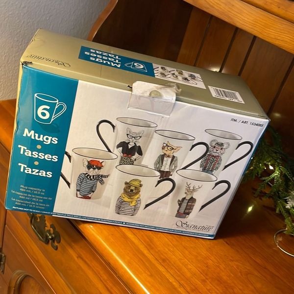 6 Signature Hipster Animal 16.5 oz Coffee Mugs. Pig, Dog, Bear, Deer ETC.