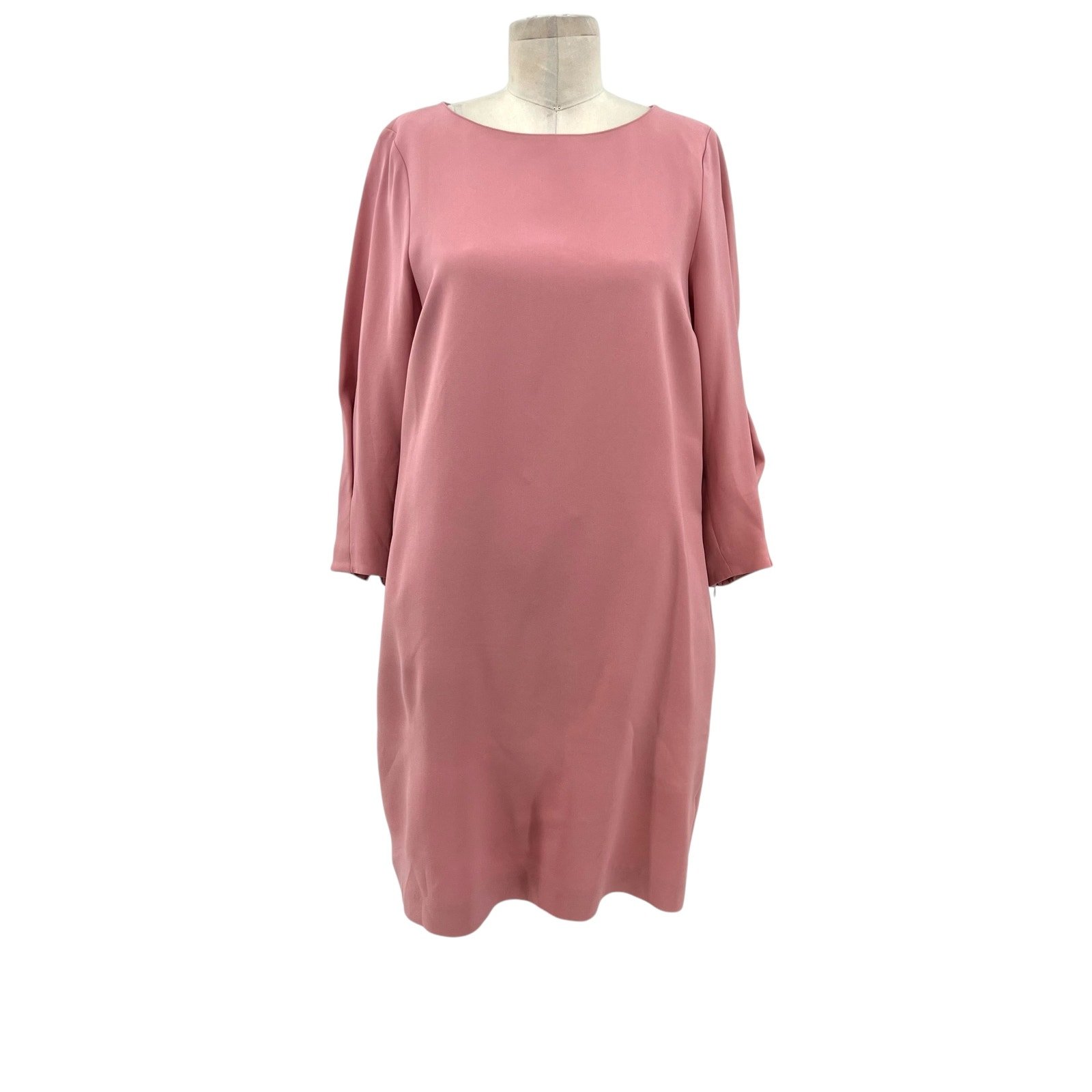 Lafayette 148 New York Pink Rosette Caddie Finesse Crepe Shift Dress Size Medium