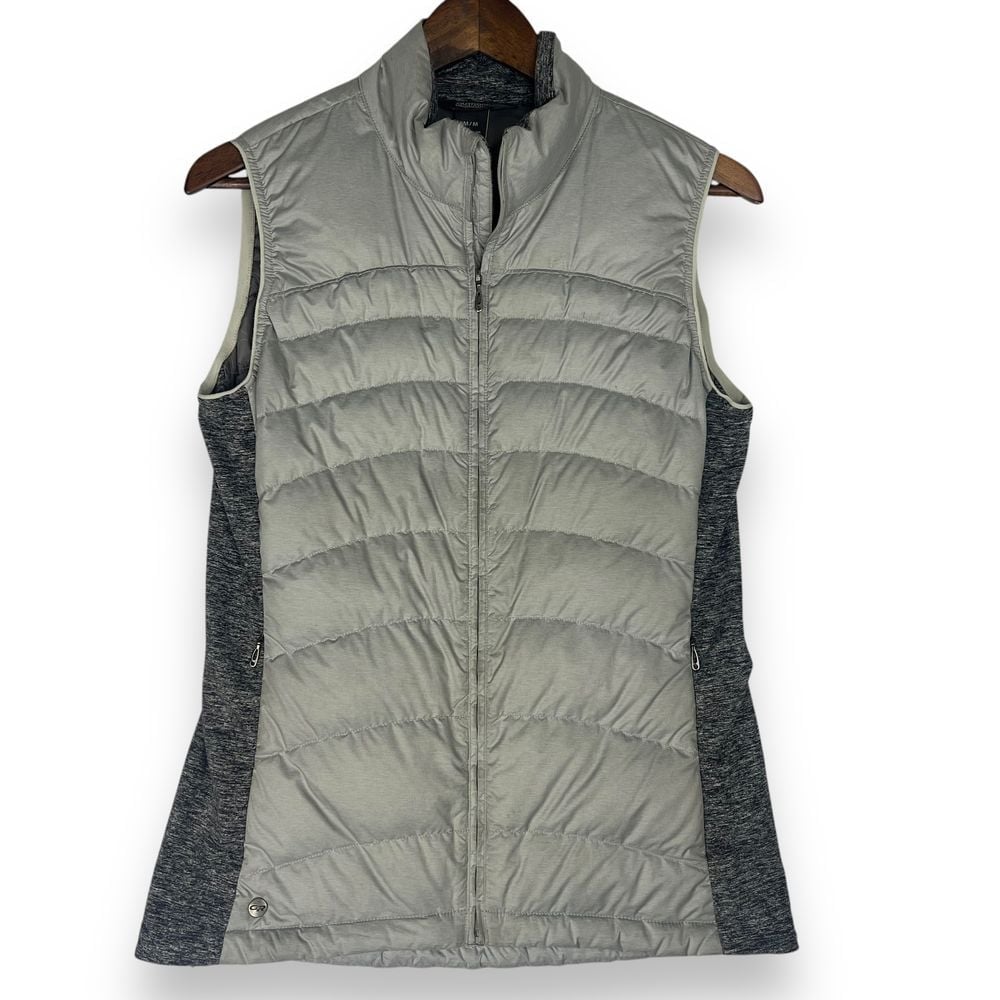 Outdoor Research Women's Plaza Duck Down Vest Quilted Zip Puffer Gray Heather M