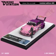 Porsche 964 RWB Dragonballz Majin Buu With Figure 1/64 Diecast Car Mini Station