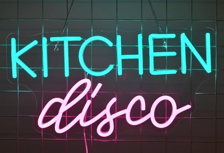 Fun Bright Pink /Blue “Kitchen Disco” LED Night Light Party Room Wall Decoration