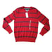 Men's Tommy Hilfiger Red and Navy Blue Stripes V-neck Long Sleeves Sweatshirt