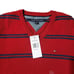Men's Tommy Hilfiger Red and Navy Blue Stripes V-neck Long Sleeves Sweatshirt