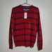 Men's Tommy Hilfiger Red and Navy Blue Stripes V-neck Long Sleeves Sweatshirt