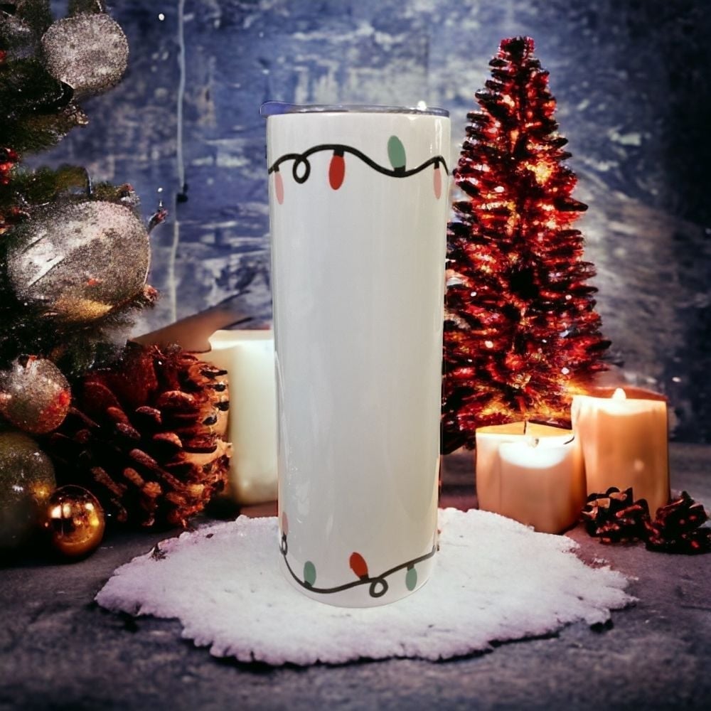 New Christmas Lights Handmade w/ color print 20oz stainless steel skinny tumbler