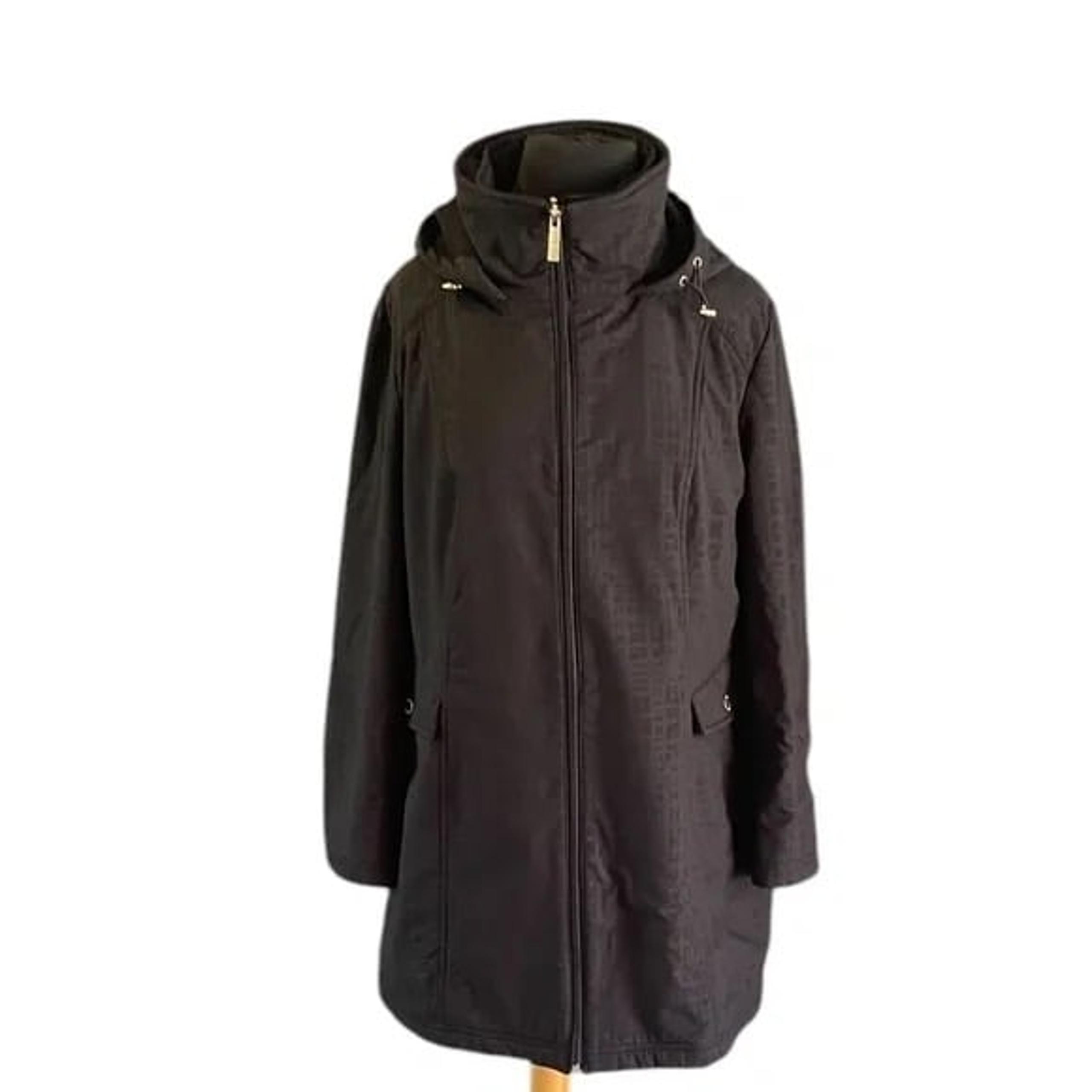 Ellen Tracy Hooded Women's Black Trench/Rain Coat, Size XL