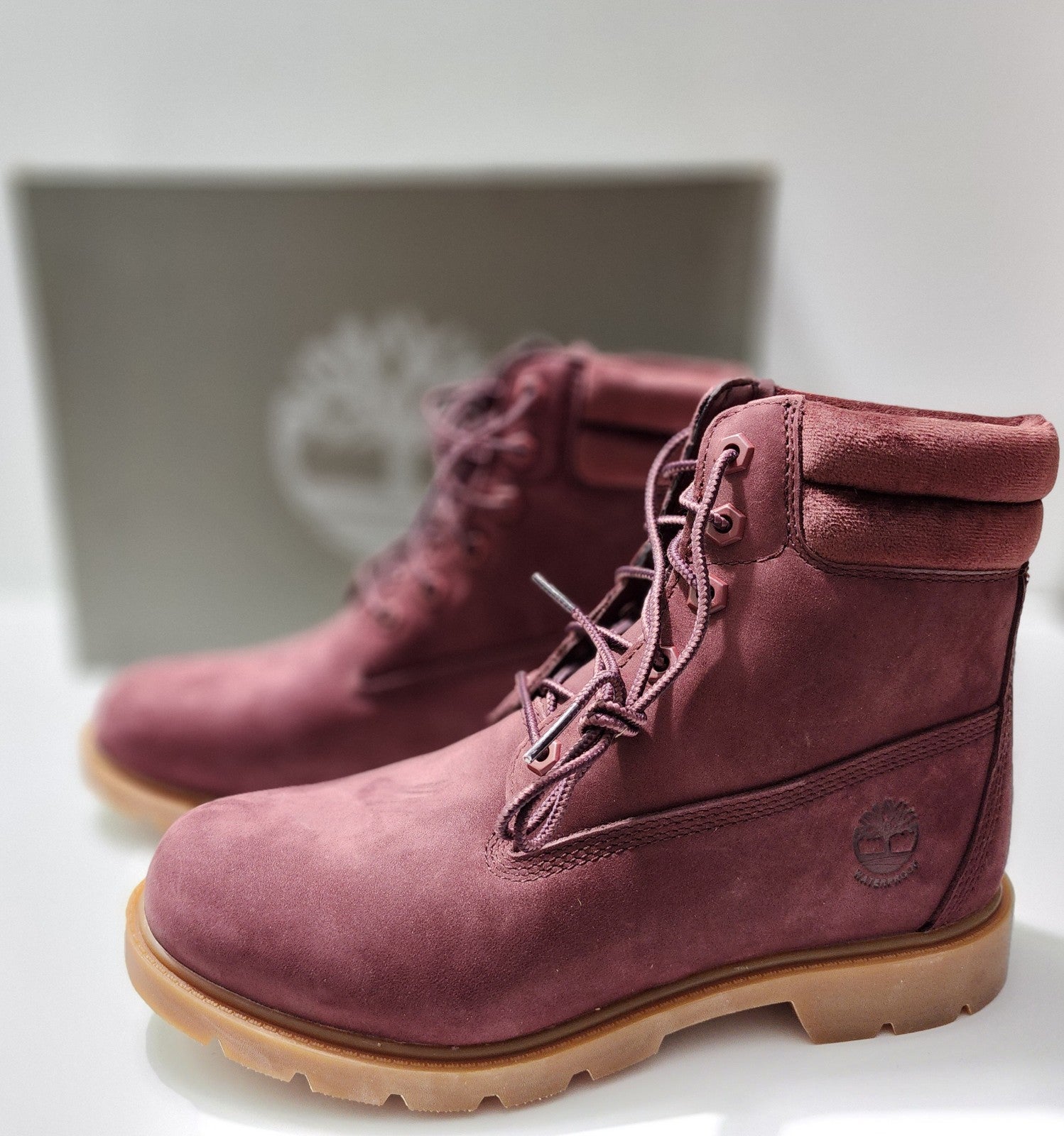 Timberland Premium 6 IN Waterproof boot Women Burgundy Nubuck Sz 8.5 (OA1ZSP)