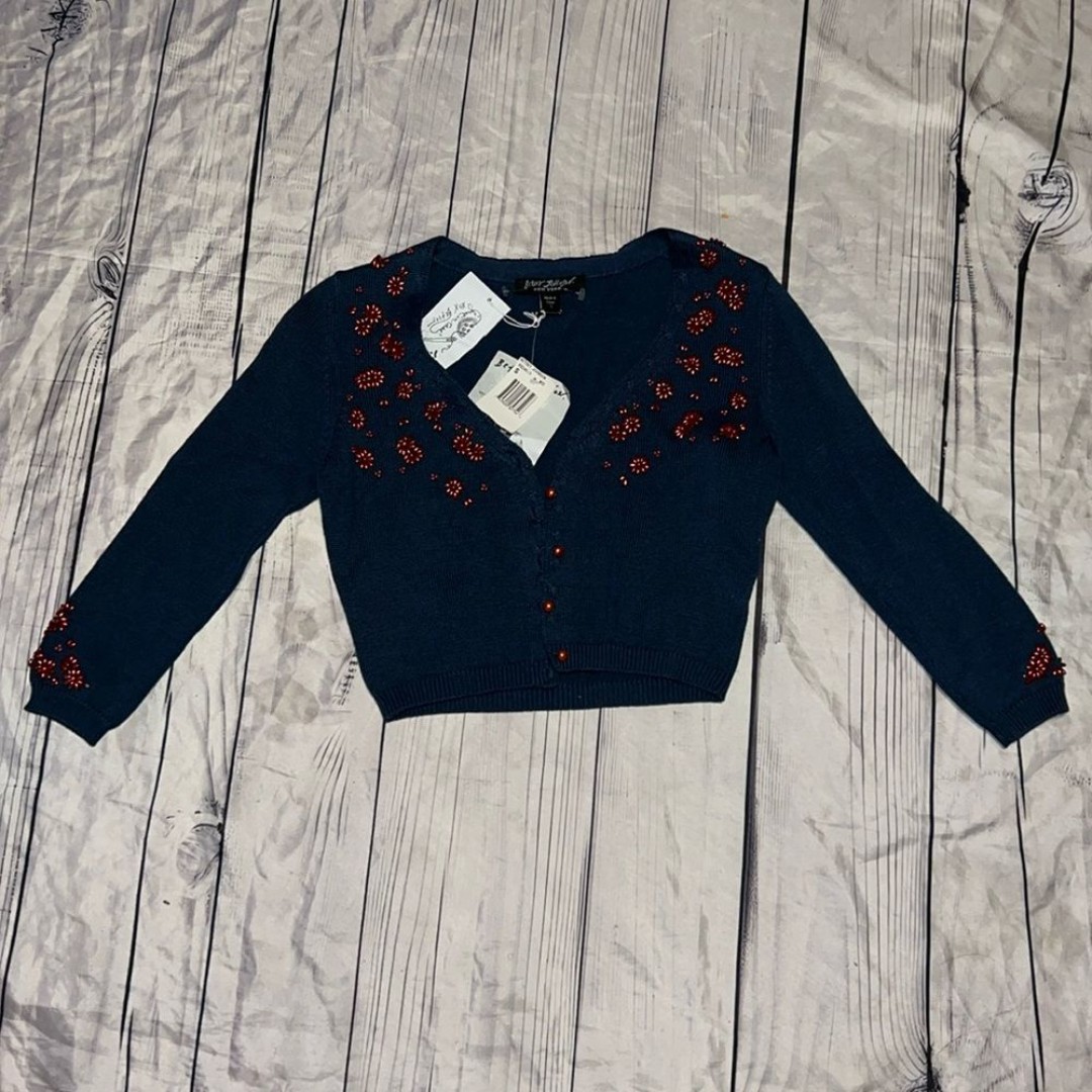 Betsy Johnson 3/4 sleeve cropped cardigan size small NWT