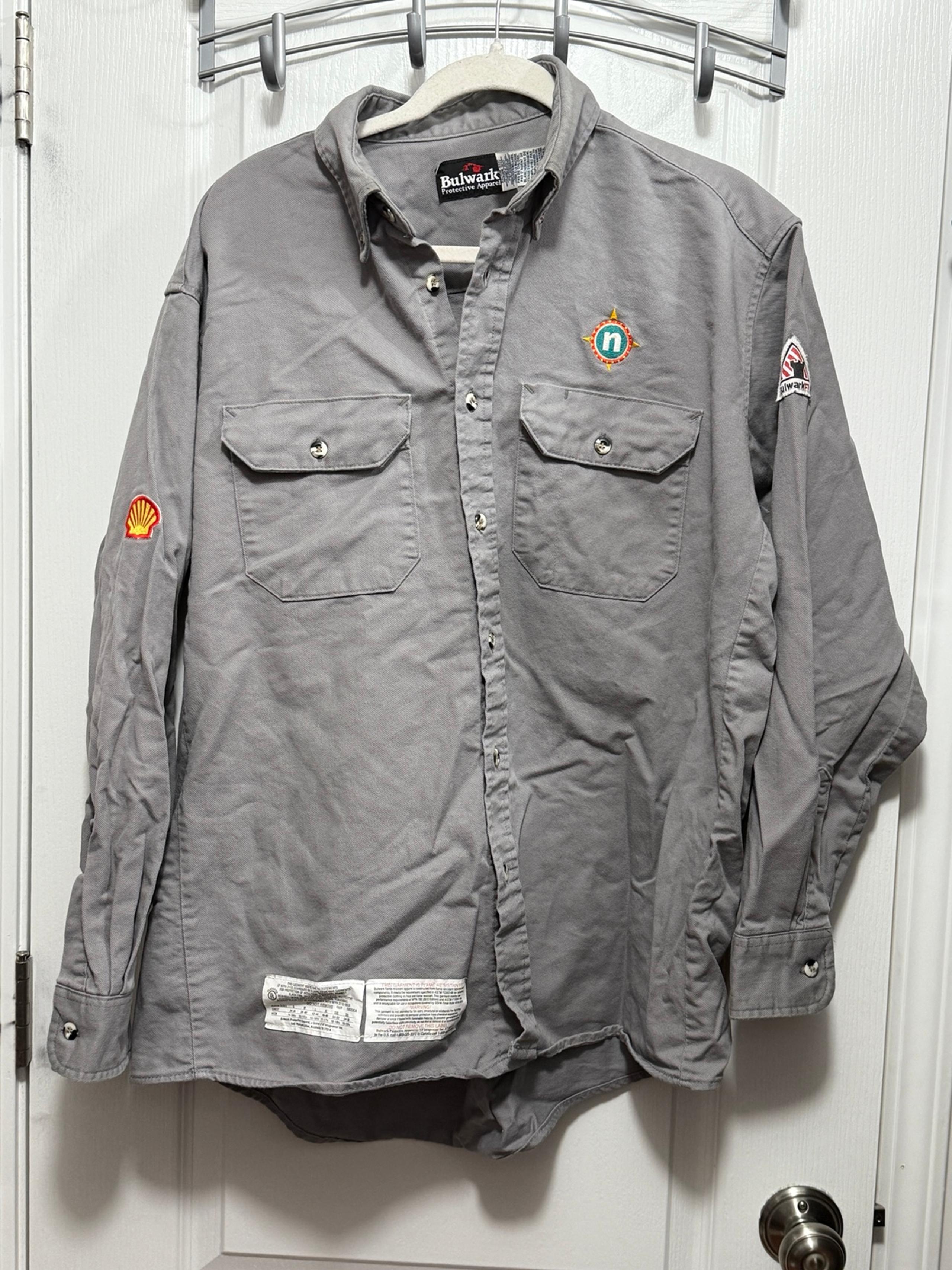 Bulwark Shirt Mens L gray FR Flame Resistant Button-Up Protective workwear