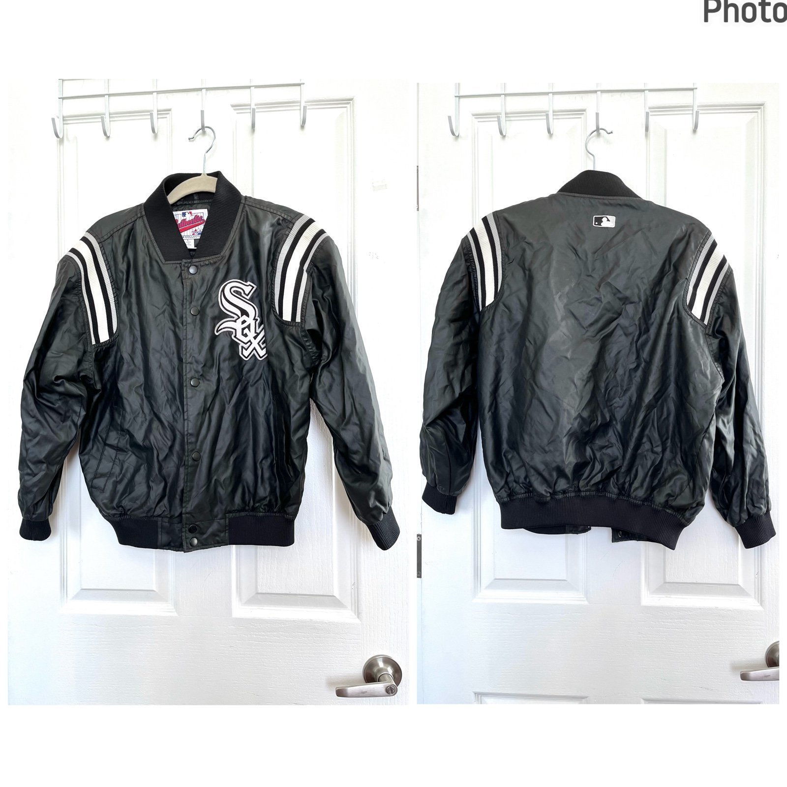 Authentic Majestic Vintage Chicago White Sox bomber jacket nylon coat kids L 90s
