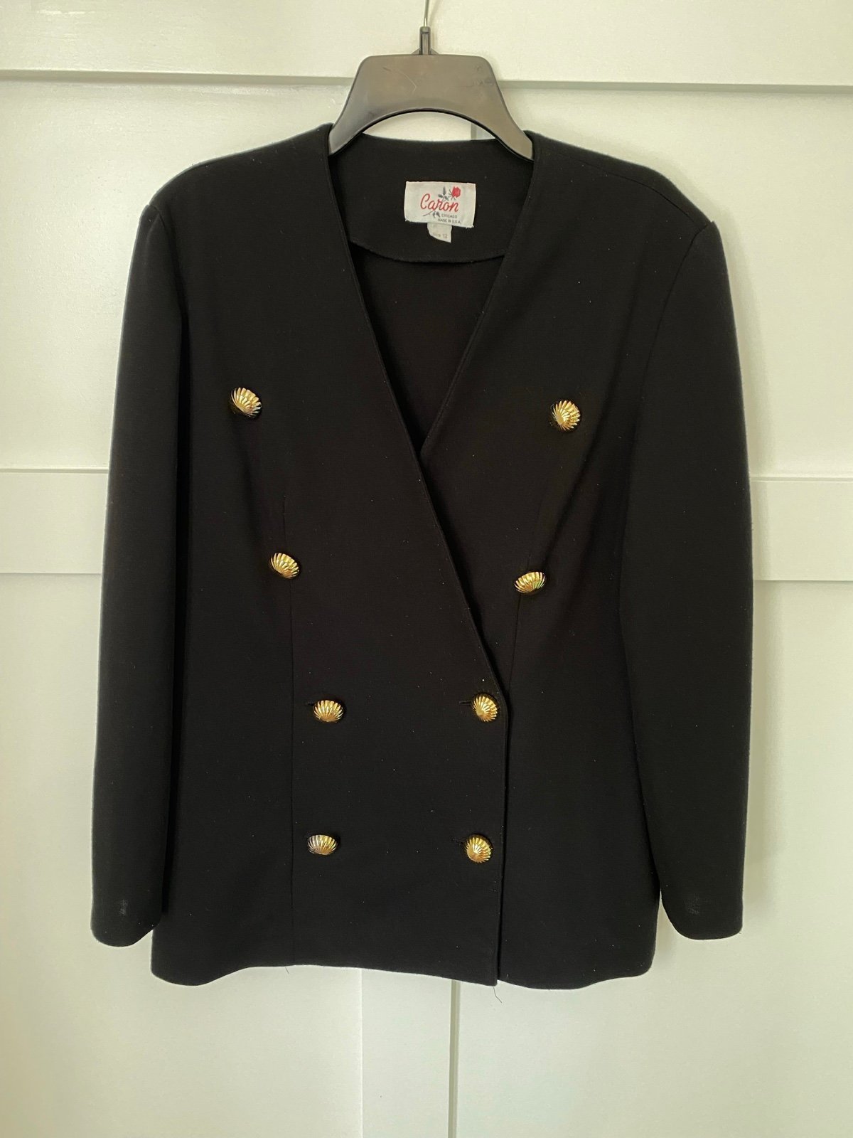Vintage Caron Black Gold buttoned jacket size 12