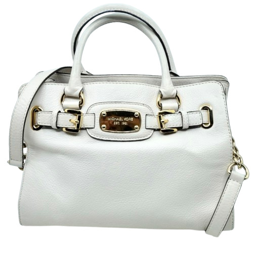 MICHAEL KORS~Hamilton~MEDIUM EAST WEST VANILLA LEATHER SATCHEL TOTE BAG