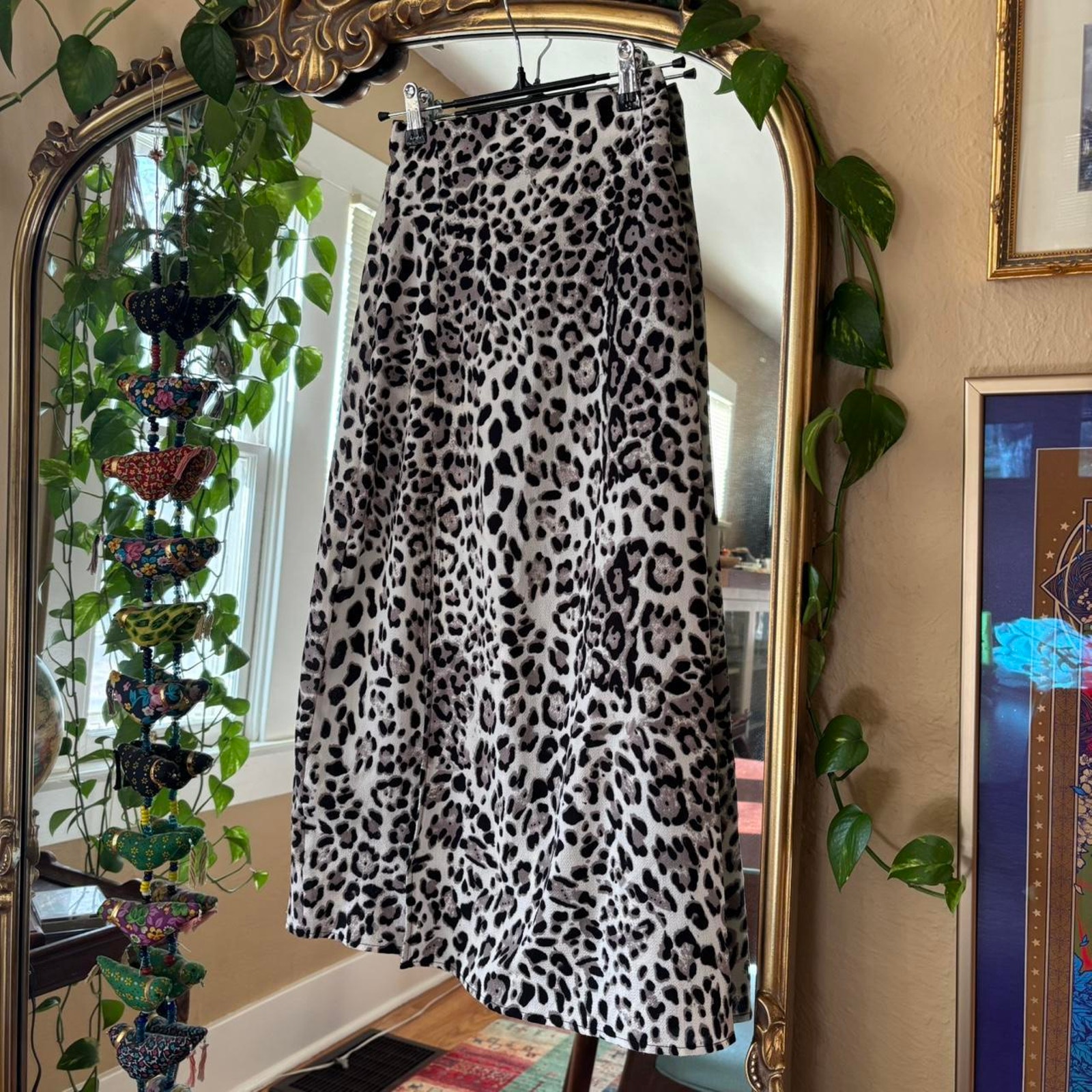 Good Luck Gem Cheetah Print Midi Skirt XS Luxury high-end going out city club