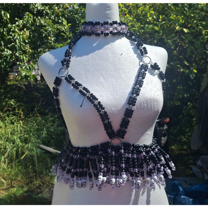 Black Kandi Harness Rave Clothing Festival Outfit Kandi Bra Rave Apperal Gogo Ou