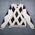 Bowen & Wright Mens Sweater M Ivory Black Red Diamond Print Chunky VNeck Grandpa