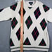 Bowen & Wright Mens Sweater M Ivory Black Red Diamond Print Chunky VNeck Grandpa