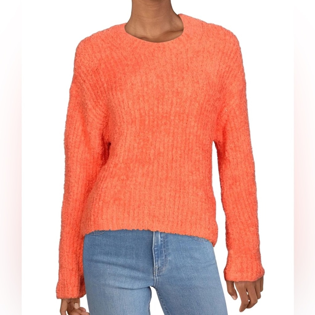 1.State Womens Textured Cozy Mock Pullover Sweater Orange Size L NWT