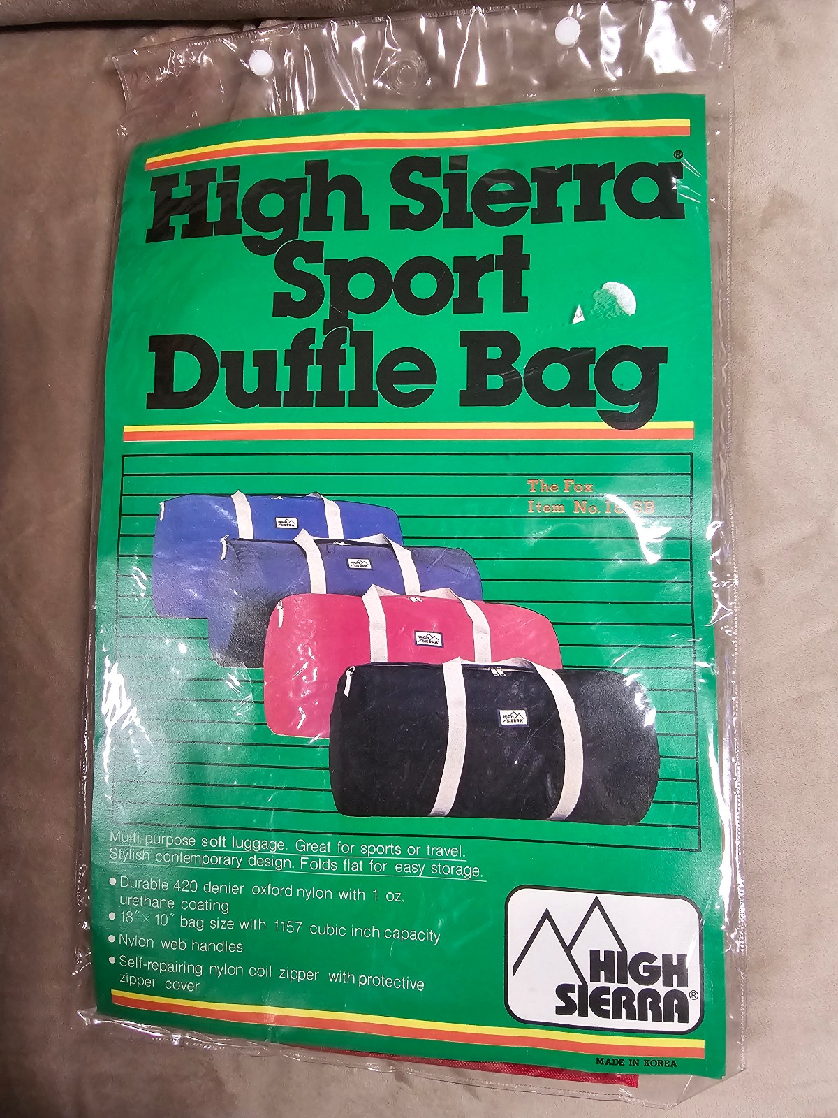 High Sierra Sport Duffle Bag 18” x 10" Red Gray Handles Gym Travel Vtg The Fox