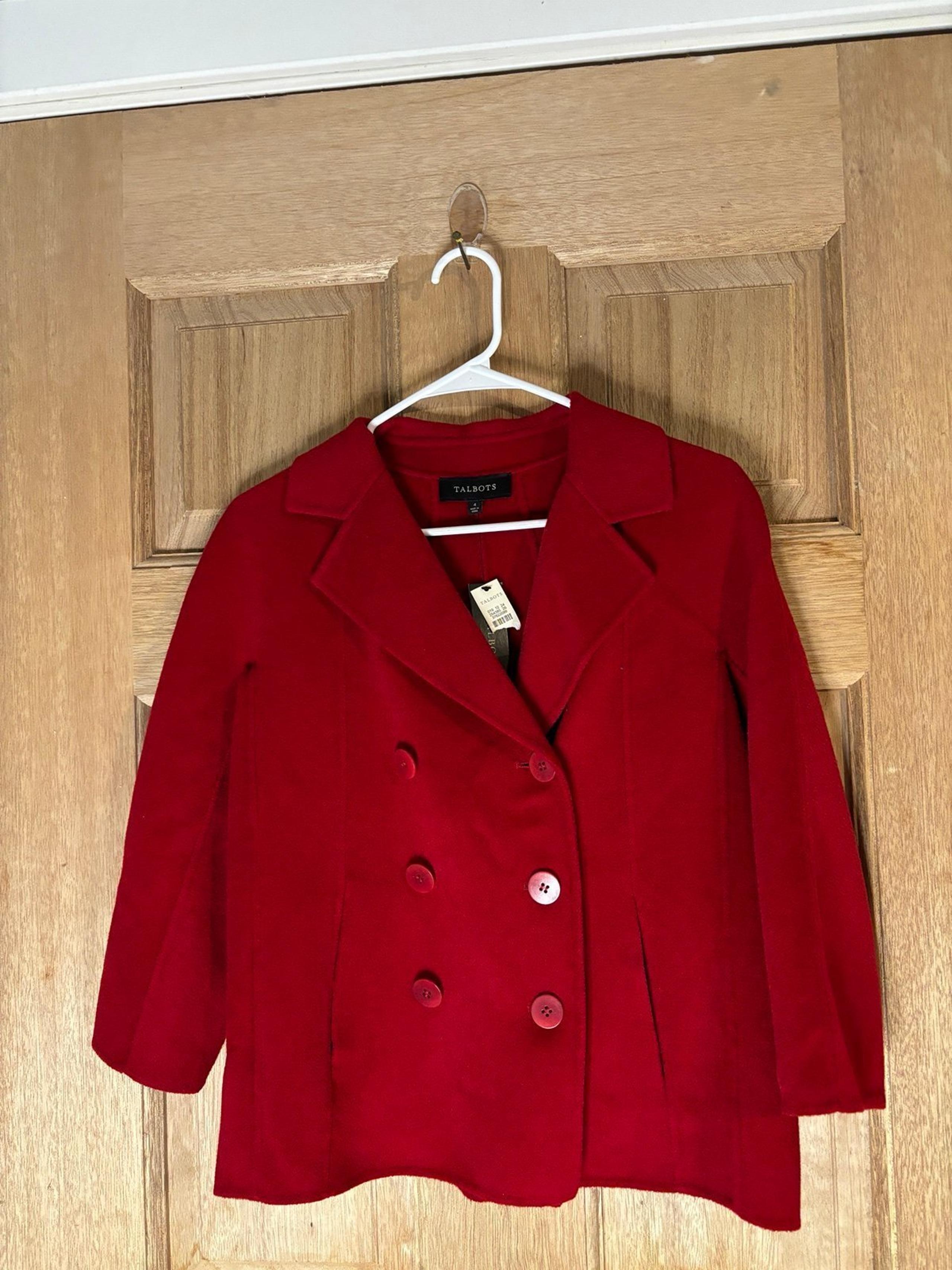 Talbots women red wool peacoat size 4