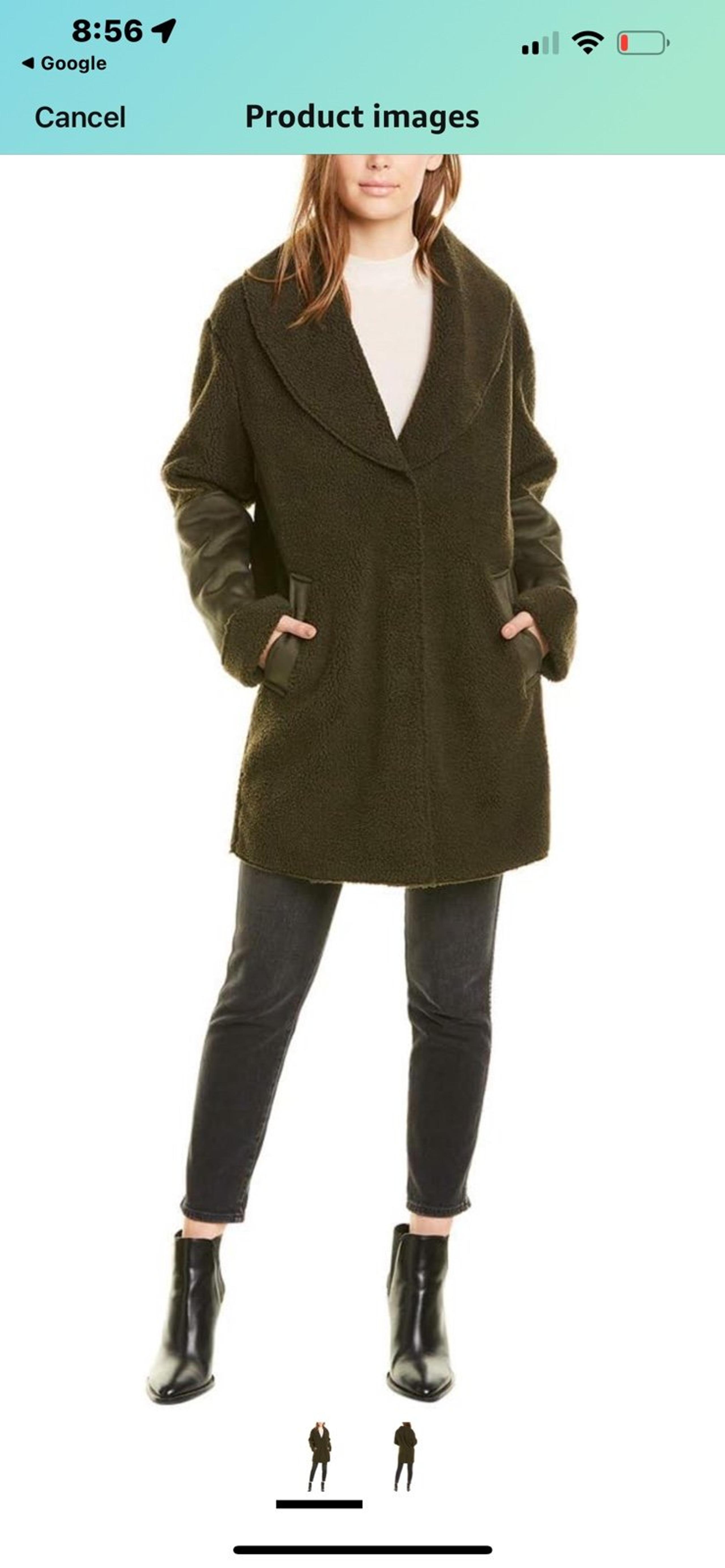 NWT XL kensie Women's Shawl Collar Faux Shearling Coat with Snap Front