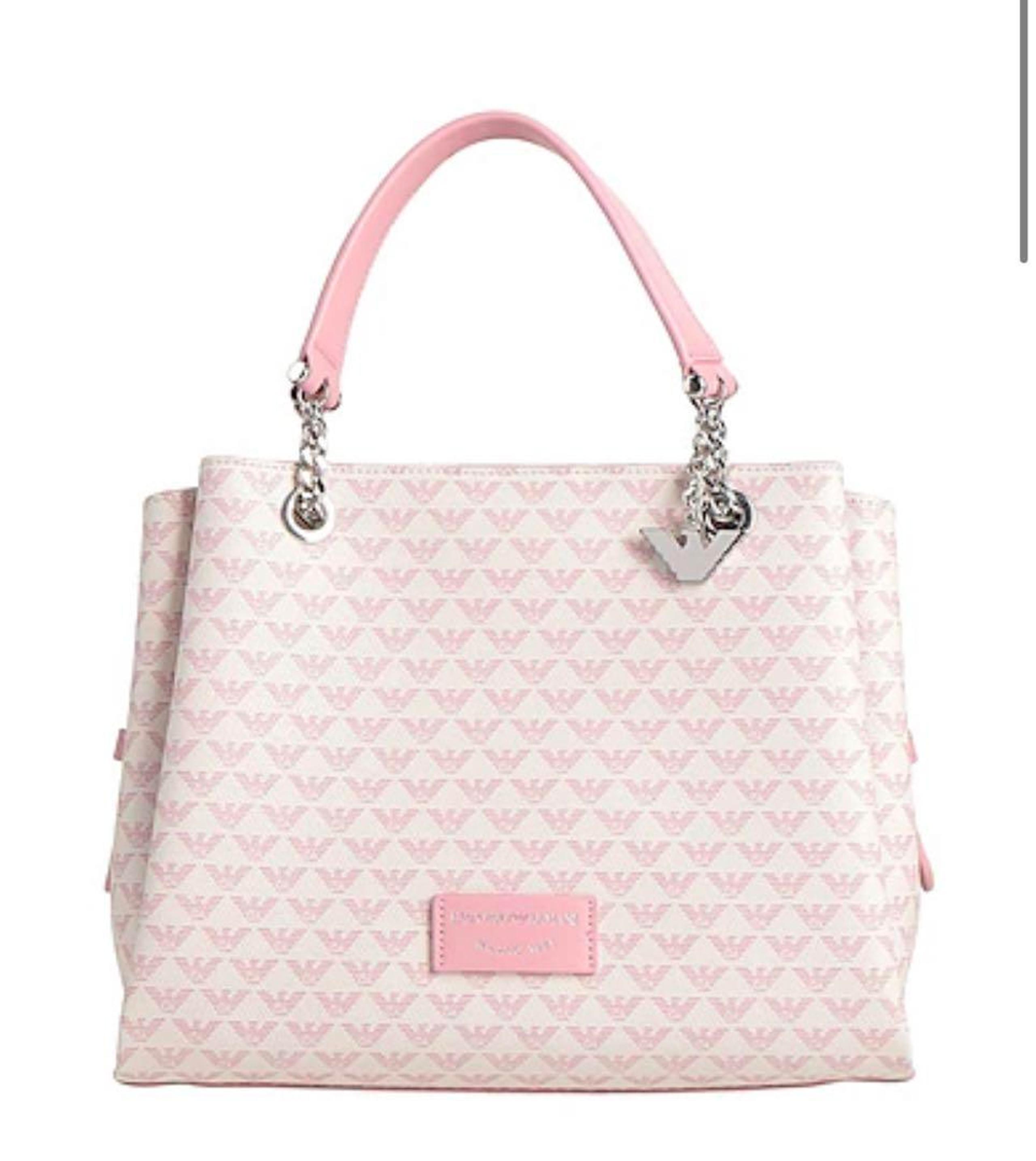Pink handbag with logo