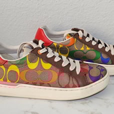 Size 5 Coach Rainbow Lace Up Sneakers Multicolored