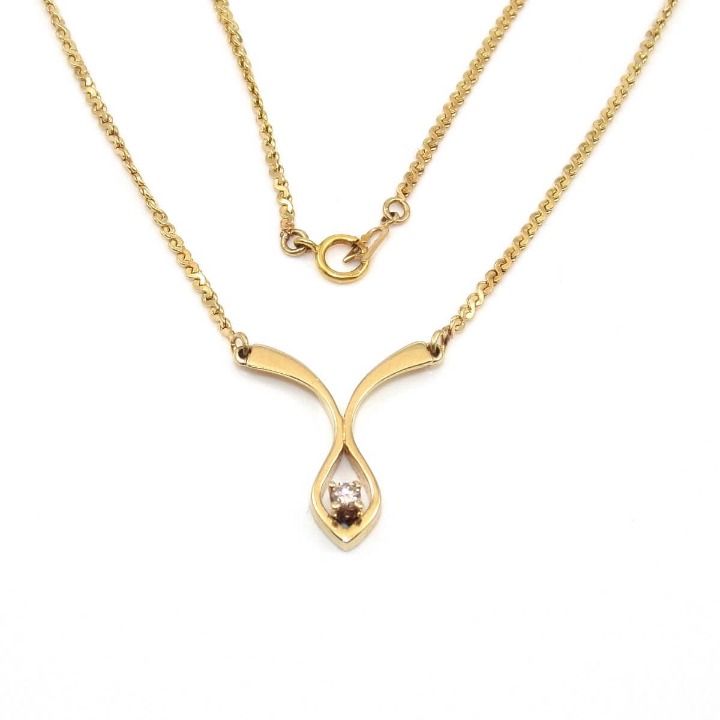 14K Yellow Gold S Link Chain Diamond Necklace 16.75