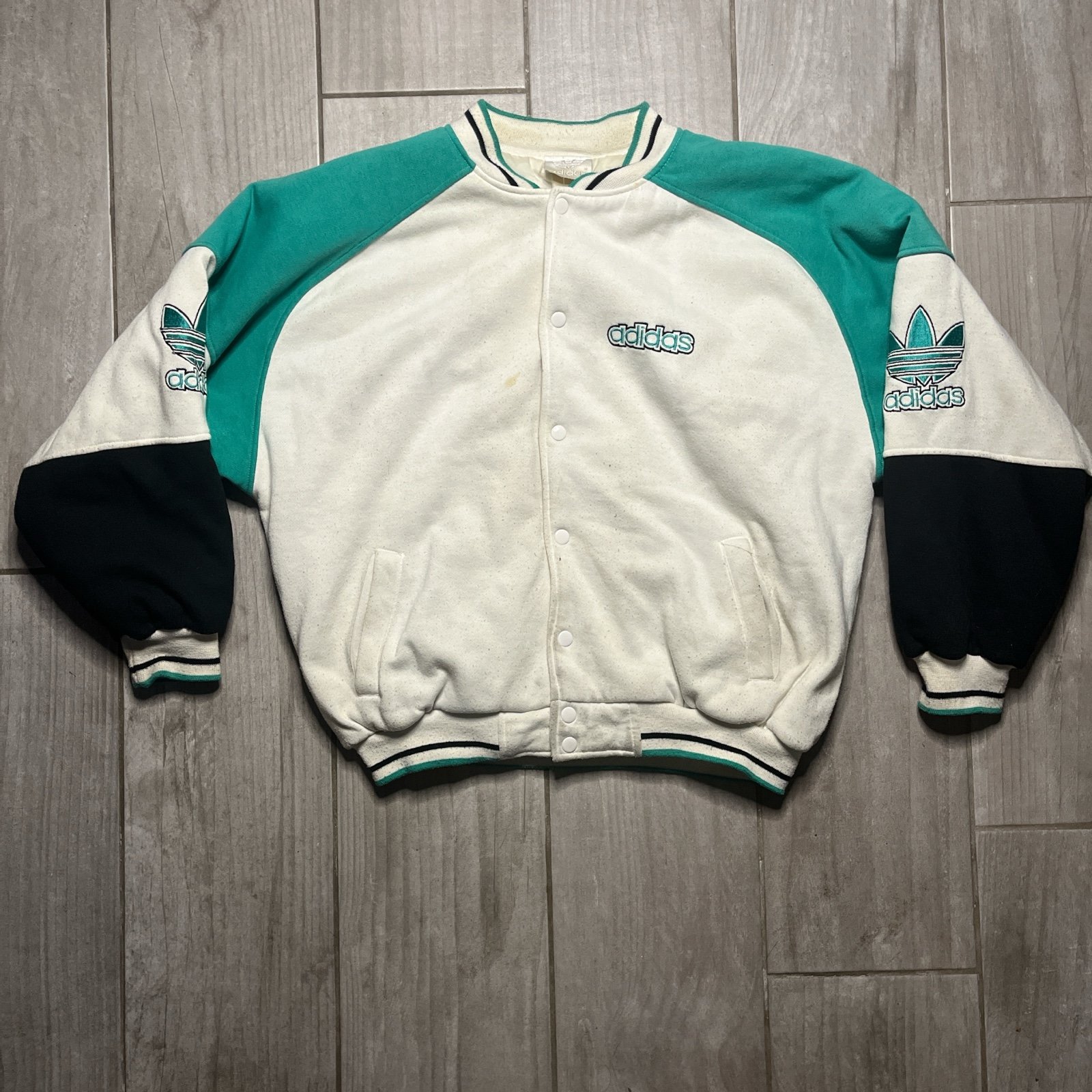 Vintage adidas jacket teal and white size large