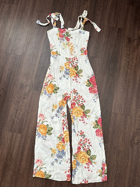 Reformation Fay Sleeveless Floral Tie Shoulder Jumpsuit