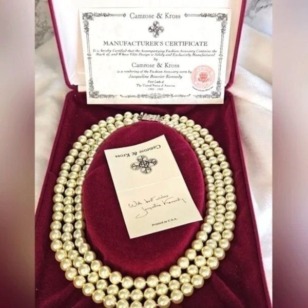 JBK Jackie Kennedy Camrose & Kross Triple strand faux pearl necklace