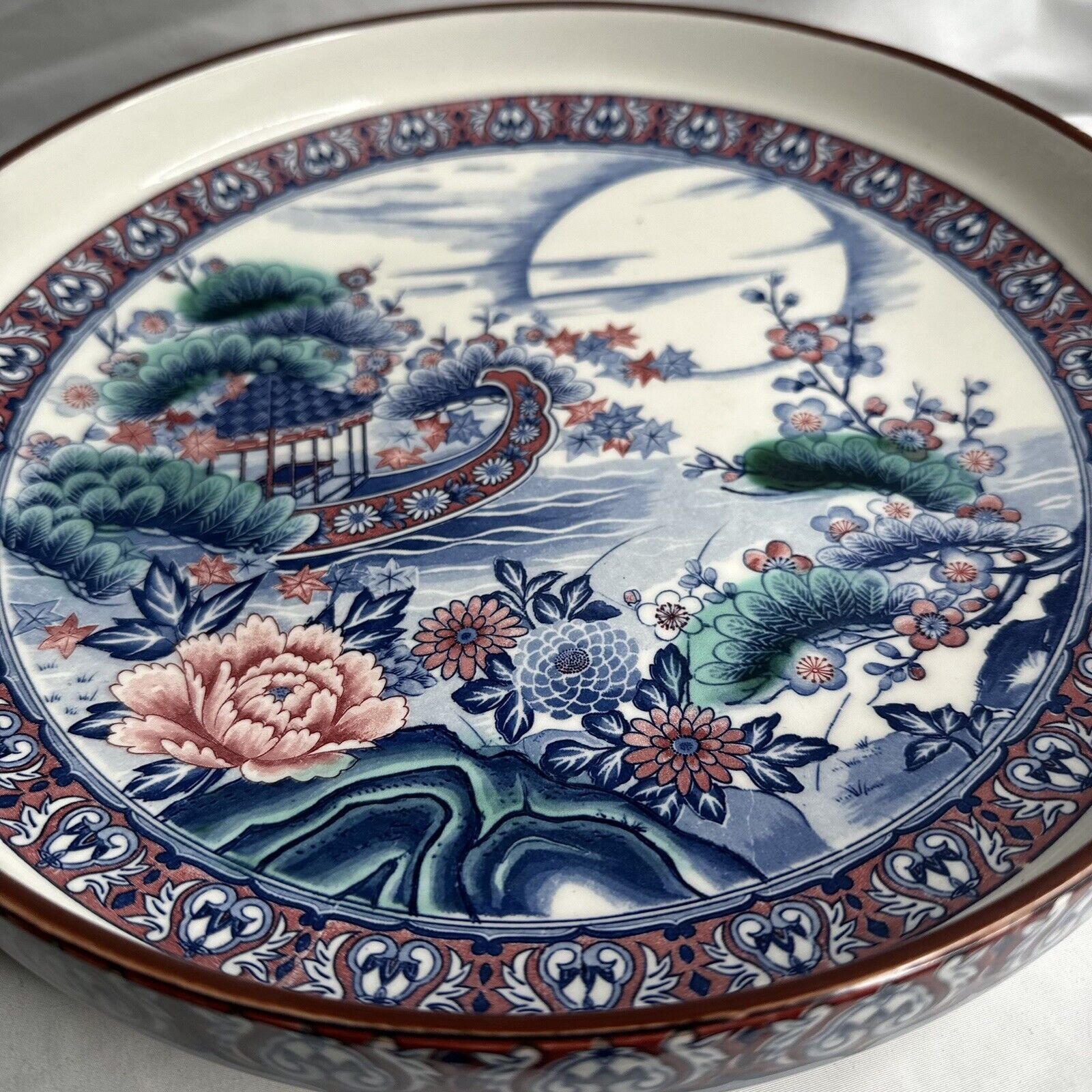 Vintage Toyo Japan Imari Porcelain Round Platter Serving Plate Tray Dish